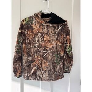 Realtree Camo Hoodie Youth L 10-12 Fleece Lined Zipper Pocket Outdoor